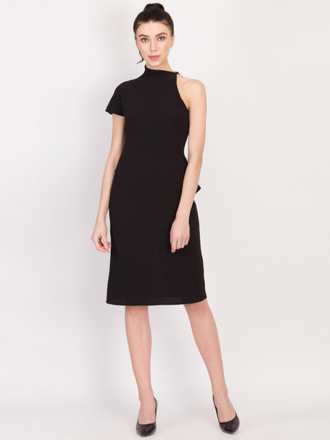 

LA LOFT Women Black Solid Fit and Flare Dress