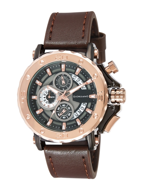 

GIORDANO Men Grey Analogue Leather Watch C1124