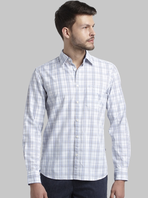 

Parx Men White & Blue Slim Fit Checked Casual Shirt