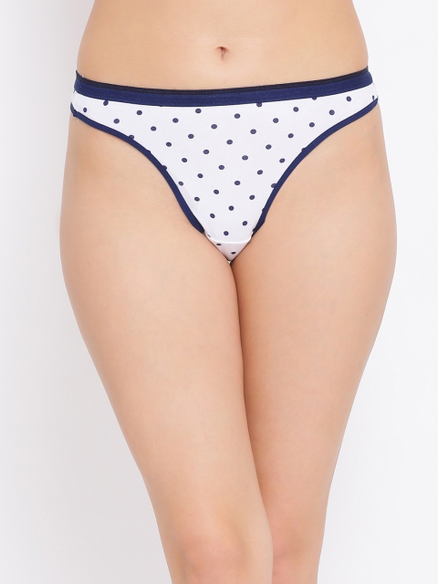 

Clovia Women White & Navy Blue Printed Thongs PN2922P18XL
