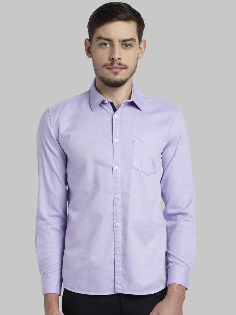 Parx Men Lavender Slim Fit Solid Casual Shirt