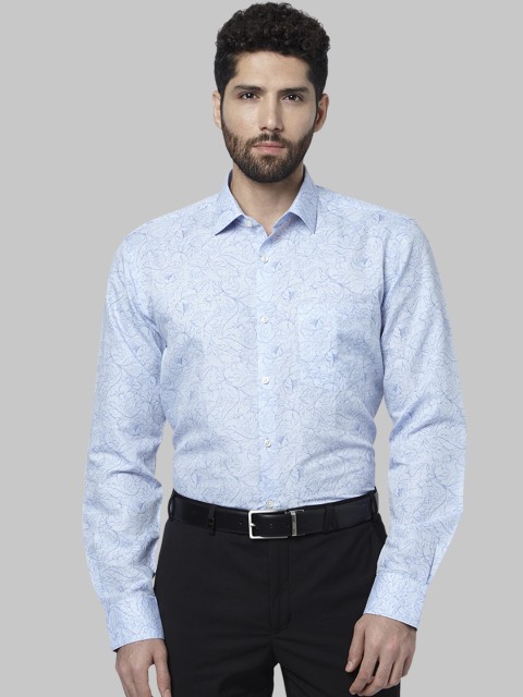 

Park Avenue Men Blue Slim Fit Printed Linen Formal Shirt