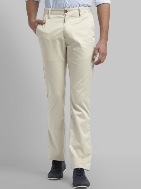 

Parx Men Cream-Coloured Slim Fit Solid Regular Trousers