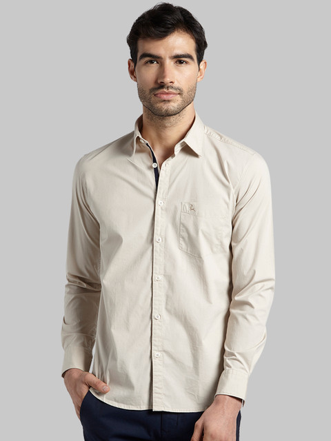 

Parx Men Beige Slim Fit Solid Casual Shirt