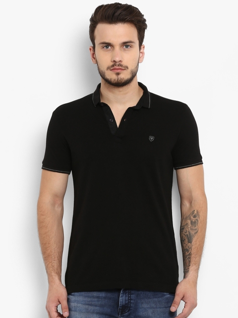 

Mufti Men Black Solid Polo Collar T-shirt