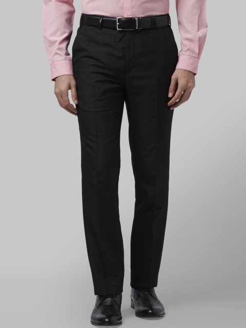 

Park Avenue Men Black Slim Fit Self Design Formal Trousers