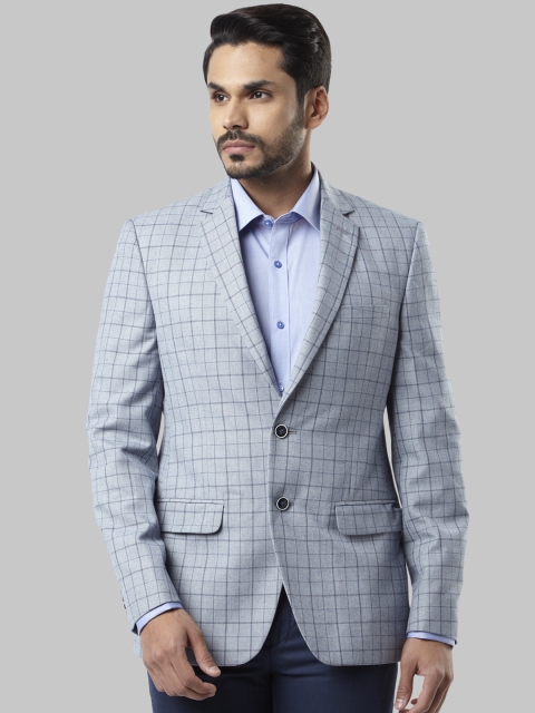 

Raymond Men Blue Checked Single-Breasted Blazer