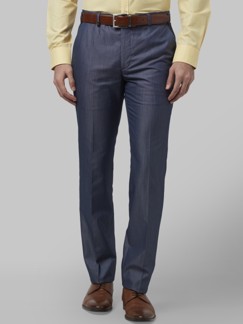 

Park Avenue Men Blue Slim Fit Self Design Formal Trousers