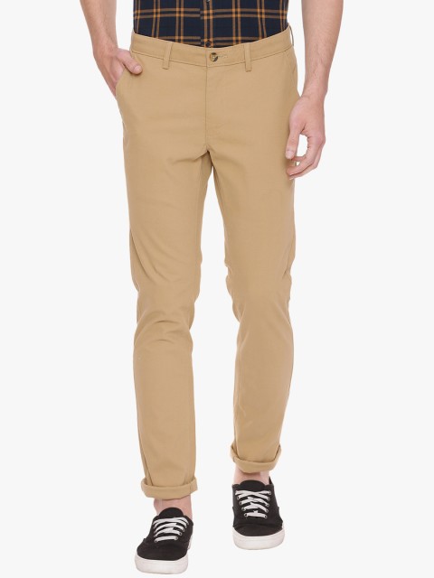 

Basics Men Khaki Tapered Fit Solid Regular Trousers