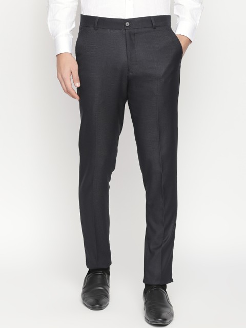 

Solemio Men Grey Slim Fit Solid Formal Trousers
