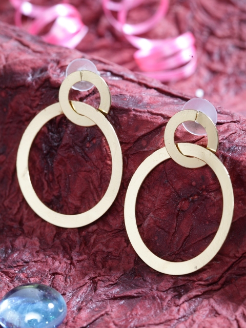 

SASSAFRAS Gold-Plated Contemporary Drop Earrings