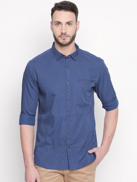 

BYFORD by Pantaloons Men Blue Slim Fit Printed Casual Shirt