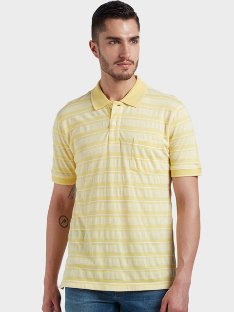 

ColorPlus Men Yellow Striped Polo Collar T-shirt