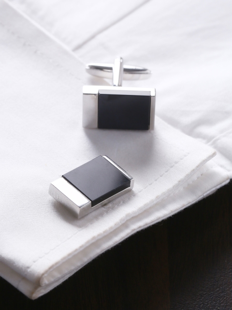 

Tistabene Silver-Toned Geometric Cufflinks