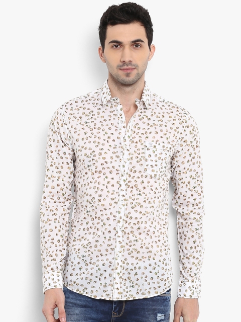 

Mufti Men White & Brown Slim Fit Printed Casual Shirt