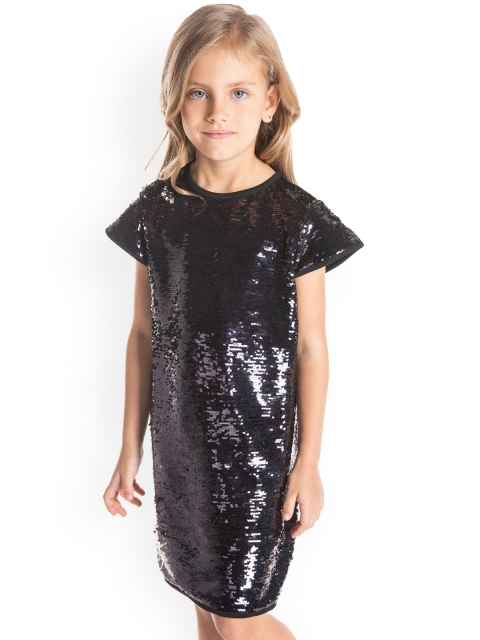 

Cherry Crumble Girls Black Embellished Sheath Dress