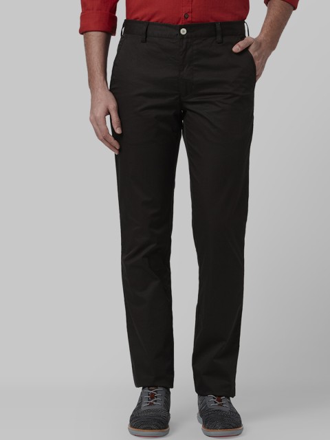 

Park Avenue Men Olive Green Tapered Fit Solid Regular Trousers