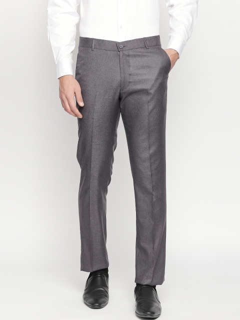 

Solemio Men Grey Slim Fit Solid Formal Trousers