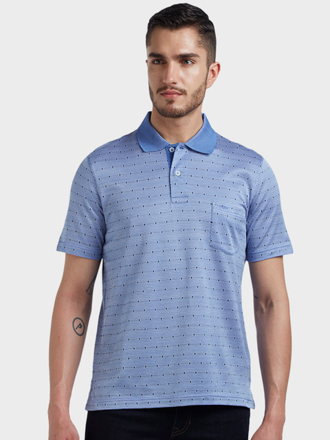

ColorPlus Men Blue Printed Polo Collar T-shirt