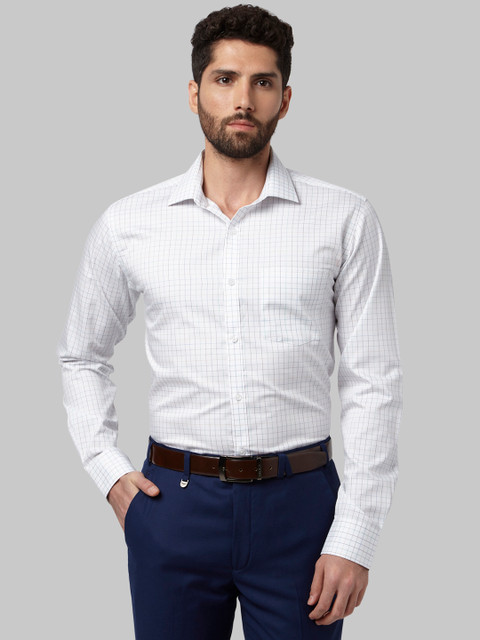 

Park Avenue Men White Slim Fit Checked Formal Shirt