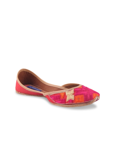 

MSC Women Red Solid Leather Mojaris