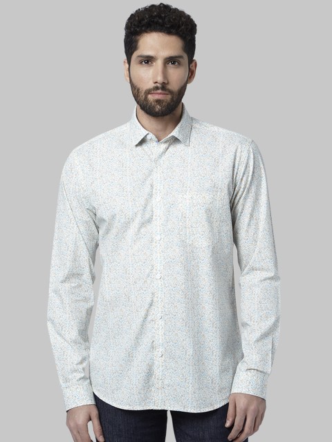 

Park Avenue Men White Slim Fit Printed Casual Shirt