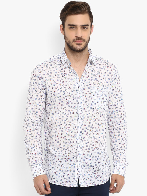 

Mufti Men White & Blue Slim Fit Printed Casual Shirt