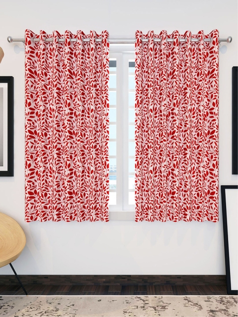 

Divine Casa Red & Off-White Set of 2 Window Curtains