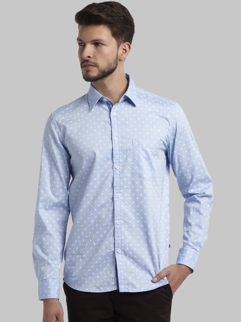 

Parx Men Blue Slim Fit Printed Casual Shirt