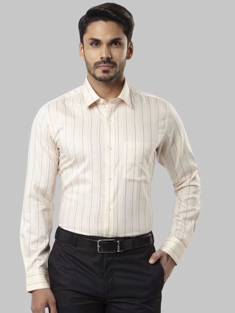 

Raymond Men Cream-Coloured Regular Fit Striped Formal Shirt