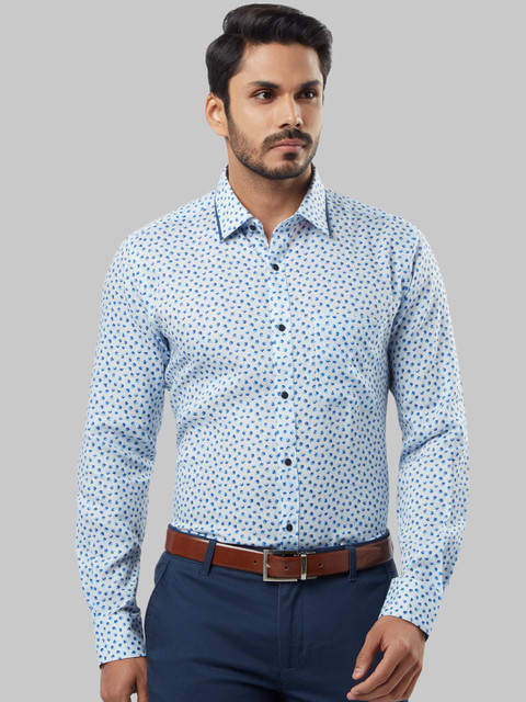 

Raymond Men White & Blue Regular Fit Printed Formal Shirt