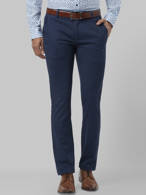 

Raymond Men Blue Slim Fit Self Design Formal Trousers