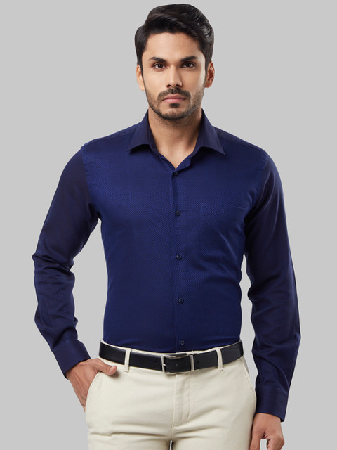 

Raymond Men Navy Blue Regular Fit Self Design Formal Shirt