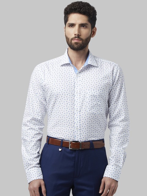 

Park Avenue Men White & Blue Slim Fit Printed Formal Shirt