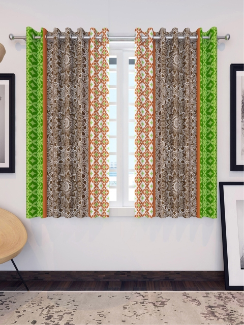 

Divine Casa Brown & Green Set of 2 Window Curtains