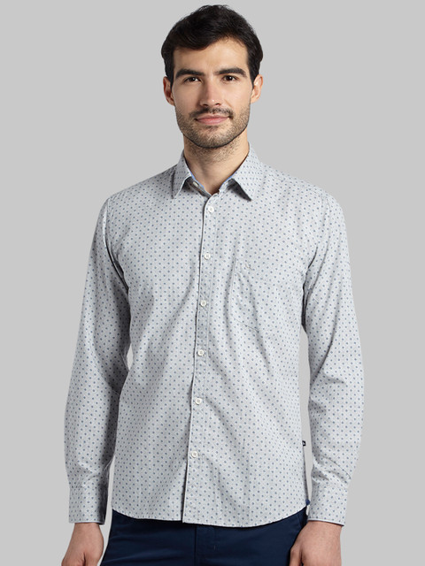 

Parx Men Grey Slim Fit Printed Casual Shirt