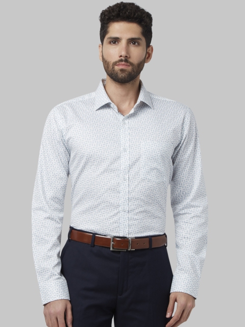 

Park Avenue Men White & Blue Slim Fit Printed Formal Shirt