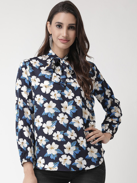 

The Vanca Women Navy Blue Printed Top
