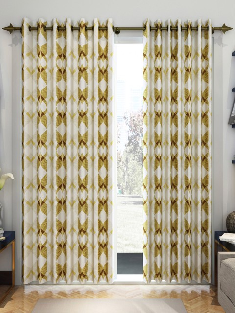 

Divine Casa White & Yellow Set of 2 Door Curtains