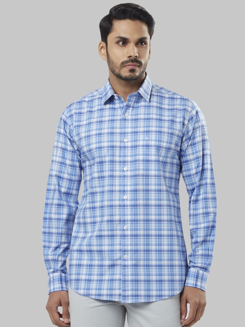 

Raymond Men Blue Slim Fit Checked Casual Shirt