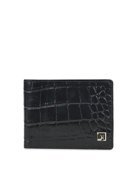 

Da Milano Men Black Textured Two Fold Wallet