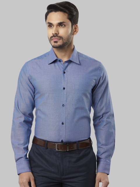 

Raymond Men Blue Regular Fit Self Design Formal Shirt