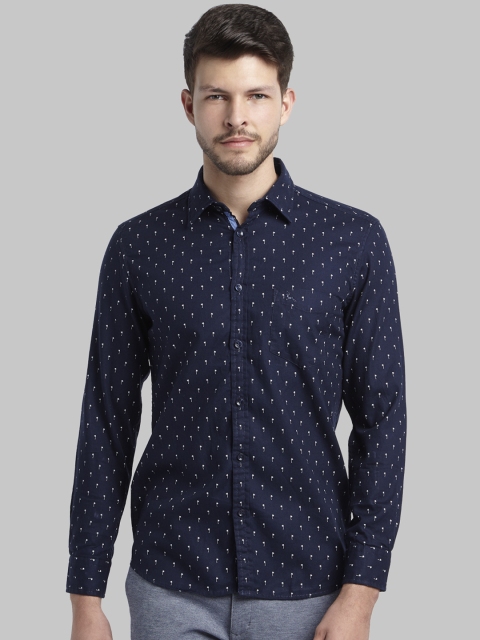 

Parx Men Blue Slim Fit Printed Casual Shirt