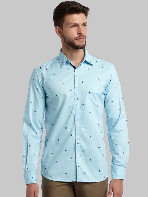 

Parx Men Blue Slim Fit Printed Casual Shirt