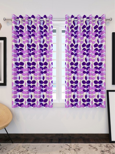 

Divine Casa Purple & White Set of 2 Window Curtains