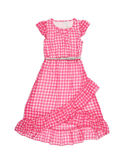 

POPPERS by Pantaloons Girls Pink Checked Fit and Flare Dress
