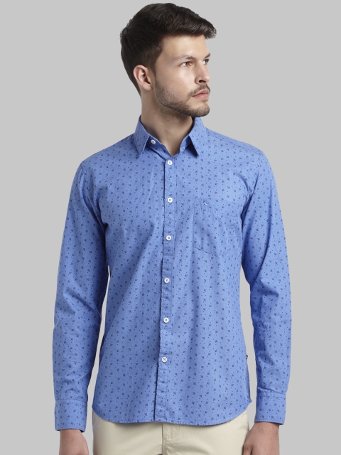 

Parx Men Blue Slim Fit Printed Casual Shirt