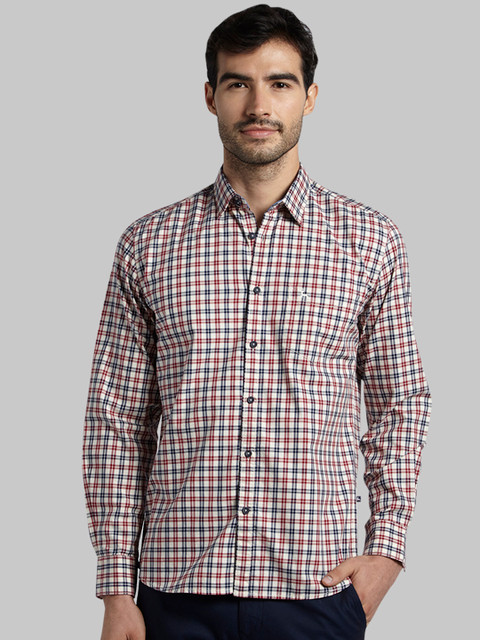 

Parx Men Red & Blue Slim Fit Checked Casual Shirt