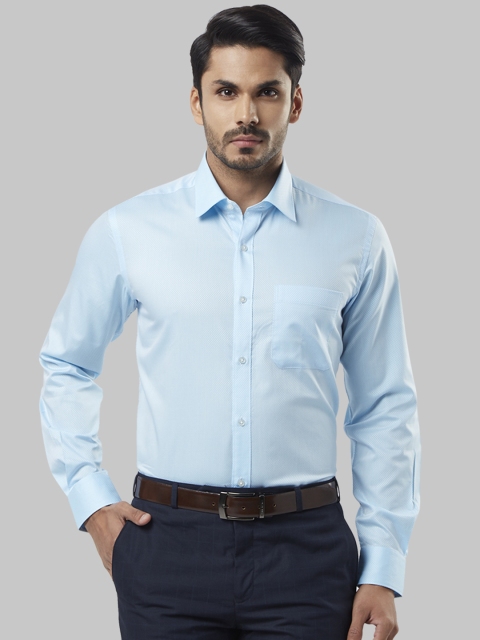 

Raymond Men Turquoise Blue Regular Fit Self Design Formal Shirt