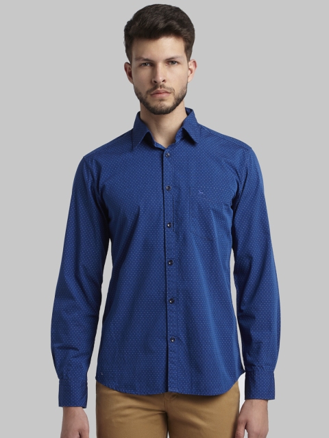 

Parx Men Blue Slim Fit Self Design Casual Shirt
